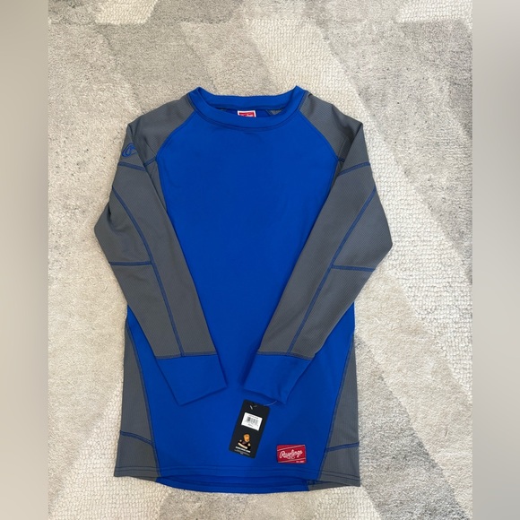 Rawlings Dugout Pullover Royal Blue and Gray Mens Small Baseball Shirt NWT - Picture 1 of 8